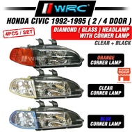 Honda Civic 1992-1995 EG6 EG9 SR4 ( 2 / 4 Door ) Diamond ( Glass ) Headlamp With Corner Lamp