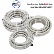Universal Silver Fuel Hose Oil Gas Line AN4 AN6 AN8 AN10 AN12 AN16 Stainless Steel Braided Pipeline 
