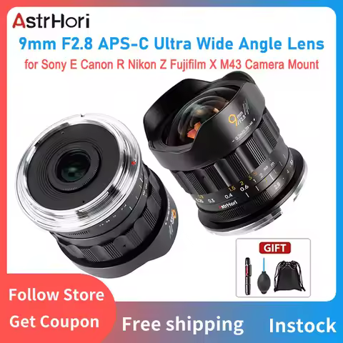 AstrHori 9mm F2.8 APS-C Manual Camera Lens Ultra-Wide Angle Prime Lens for Sony E Canon R Nikon Z Fu