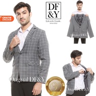 Yarrafa Jas Blazer Pria Hitam Stylish Black / Tartan Kotak Jas Blazer Kerja Kantor Formal / Jas Styl