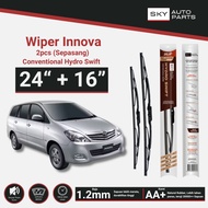 SKY Pair of Conventional Innova Car Windshield Wipers 24 + 16 Inch - Conventional Hydro Swift