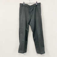 Dickies 工作褲/斜紋棉布褲，拉鍊門襟，單 logo，灰色/深灰色，古著。