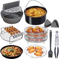 Set Aksesori Air Fryer Bulat, Pelapik Bakul Airfryer Silikon, Rak Pembakar Ketuhar Boleh Digunakan S