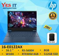 HP VICTUS 16-E0122AX  GAMING LAPTOP ( R5 5600H 8GB 512GB SSD Nvidia RTX3050 4GB 16.1" FHD IPS 144Hz 