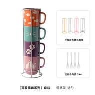 Keepin Ceramic Mugs Set 4pcs Simple Nordic Style Guest Cups Home Use Stackable Cups Durable Office S