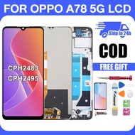 Original LCD with Frame for OPPO A78 5G CPH2483 LCD Display Touch Screen Digitizer Assembly Replacem