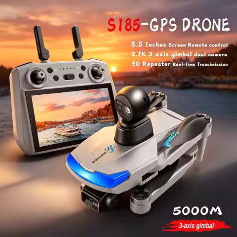 New S185 GPS Drone Professional 2.7K EIS Dual Camera 3-axis PTZ Obstacle Avoidance Brushless 5G FPV 