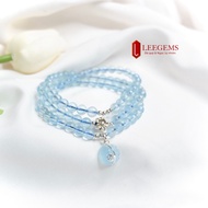 Aquamarine stone bracelet mixed with money bag charm to attract fortune for the homeowner, bead size