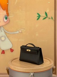 Brand new Hermes Kelly Pochette Black Swift GHW W