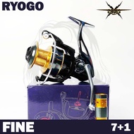 รอกสปินนิ่ง ryoko รุ่น FINE 6000 มือหมุนแบบเกลียว knop แบบทรงยาว 7+1 BB