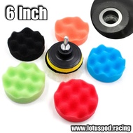 6 Inch Polishing 8 Piece Velco | M10 Drill Buffing, Paint Polish And Wax Cloth Sponge Set