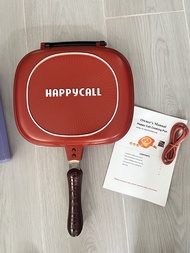 99% New 韓國 HappyCall double pan 多用途不沾鍋 可雙面煎牛扒器/焗多士/生鐵鍋 耐熱防油陣