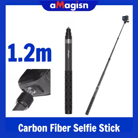 aMagisn 1.2m Selfie Stick for 360° Panoramic Camera Carbon Fiber Invisible Monopod for Gopro Max DJI