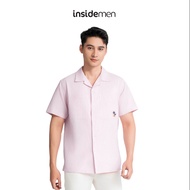 INSIDEMEN Men's Short Sleeve Plaid Cotton Relax Shirt ISS104AZ