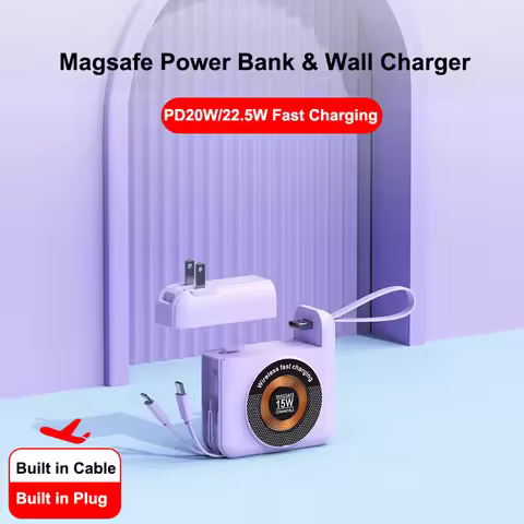 20000mAh Magsafe Power Bank Travel Wall Charger Magnetic Wireless 22.5W Fast Charger For iPhone 16 S
