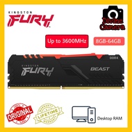 Kingston FURY Beast RGB DDR4 8GB /16GB / 32GB / 64GB / 2666MHz / 3200MHz / 3600MHz Desktop RAM