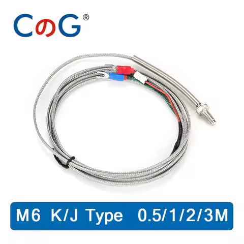 CG M6 Screw K J Type with 0.5m 1m 2m 3M Wire Cable Small Thermocouple WRNT-02 Temperature Sensor for