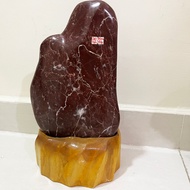 Stone, stone pillar, natural RED stone plant 35 cm tall, weighs more than 7 kg including FOREST wood