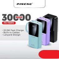 [NEW] Pineng PN-799PD 22.5W Fast Charge w/ Built-in Cables 30000mAh PN799 Portable Pineng Powerbank