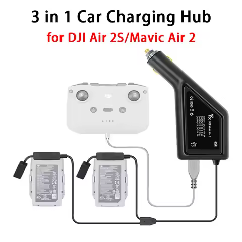 3 in 1 Car Charger For DJI Air 2S/Mavic AIR 2 Two Batteries & Remote Control Charging Hub for DJI Ma