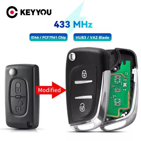 KEYYOU 433MHz ASK/FSK Modified Flip Remote Car Key For Peugeot 107 207 307 307S 308 407 607 CE0536 C