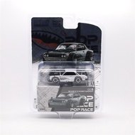Pop Race 1:64 Skyline GT-R Hakosuka V8 Drift Silver Shark Enigma Blister Card Ver Diecast Model Car