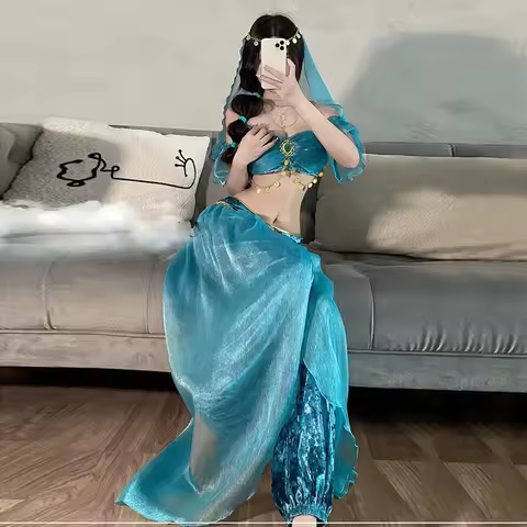 Festival Arabian Princess Costumes Indian Dance Embroider Bollywood Jasmine Costume Party Cosplay Ja