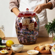 Jingdezhen ceramic rice storage container 5 kilo/10 kg/25kg big clay jar with lid 50 jin rice keeper