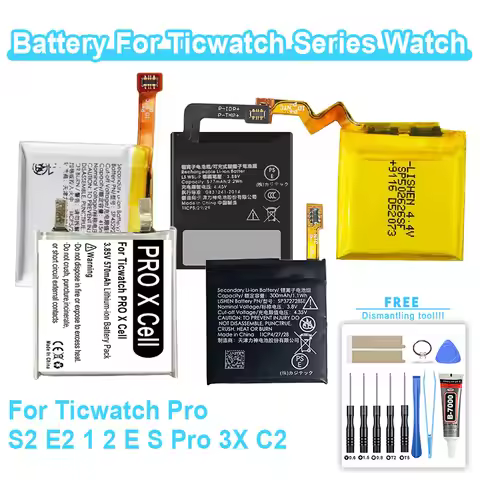 Replacement Battery For Ticwatch Pro E2 1 3 S2 2 E S PRO3 X C2 SP492929SI WE11056 WE1107 SP452929SF