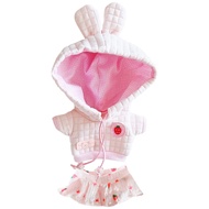 niannyyhouse 20cm Plushie Doll Checkered Hoodie Skirt 8in Kpop Stuffed Doll Clothing (Pink)