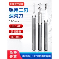 Tungsten Steel Alloy Hollow Avoidance Small Diameter Aluminum Deep Groove Milling Cutter 0.8 Two-Bla