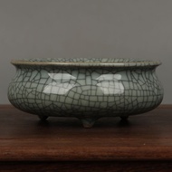 Chinese Style Classical Chinese Retro Go Kiln Open Piece Ceramic Three-legged Small Incense Burner P