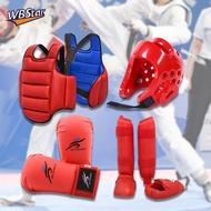 WBStar 4 Pieces Karate Sparring Gear Taekwondo Sparring Gear Set with Boxing Helmet