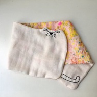 長長白貓刺繡日本二重紗手帕-1枚入