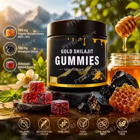 Gold Shilajit Gummies with Manuka Honey MGO 263 Himalayan Shilajit Vegan Non GMO Gluten Free Energy 