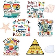 Cruise Door Decorations Magnetic, 6 Pcs Drink Package Cruise Magnets, Funny Tropical Cocktail Ship C