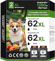 62XL Ink Cartridges (2 Black) Compatible for HP 62 Black Ink Cartridge 62XL High Yield Works with HP