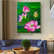 Lotus cross-stitch painting E292 (60x80cm) unembroidered painting