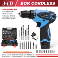JLD 12V mesin bor baterai 10mm bor cas 2 baterai bor batre set bor