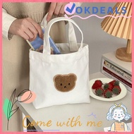 OKDEAL Mini Tote Bag, Picnic Container Handbags, Fashion Cloth Small Bear Canvas Lunch Box