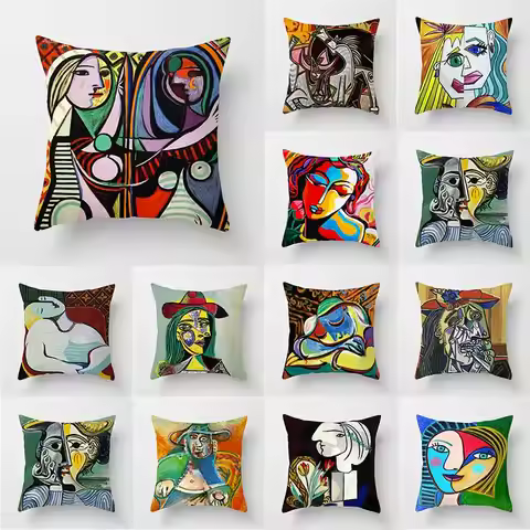 Abstract Woman Pillow Art case Sofa Decoration Polyester Picasso Oil Painting Print