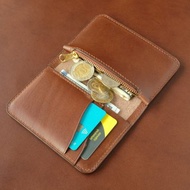 Handmade leather wallet mod. MINI ZIP POCKET / BROWN