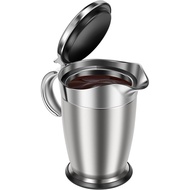 [sillyshuai]304 Stainless Steel Thermal Gravy Boat 750 Ml Gravy Boat with Lid Double-Walled Sauce Bo