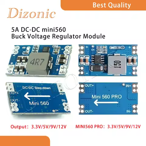 Dizonic 5A DC-DC mini560 Buck Voltage Regulator Module Output: 3.3V 5V 9V 12V