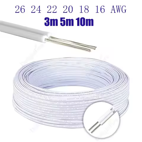 2pin 5V 12V Electrical Wire 26 24 22 20 18 AWG White Grey Tinned Copper Insulated PVC Extension Cabl