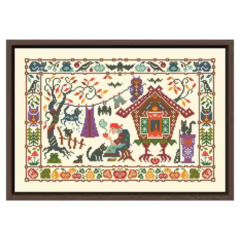 October Mood cross stitch kit cotton silk thread aida 14ct 11ct light yellow canvas stitches embroid