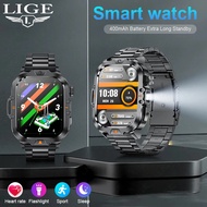 LIGE Flashlight Smartwatch For Men Women 2.01 Inch Screen Bluetooth Call Watch Outdoors Sports Smart