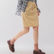 法式復古 紳士少女 侯麥電影文藝奶油黃棉質半身裙