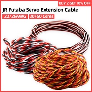 สายส่วนขยายกลไกควบคุม22AWG GON 26AWG แบบบิดเกลียว30/60แกน JR Futaba 10ม. 20ม. สายไฟแบบเกลียวตะกั่ว3ทางอุปกรณ์เสริมรถยนต์โดรนเครื่องบิน RC