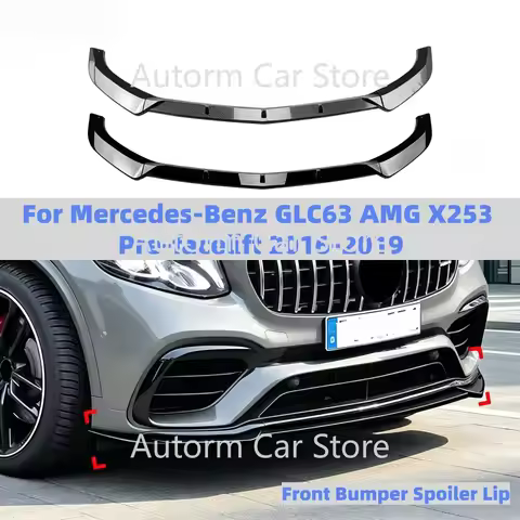 3PCS Front Bumper Spoiler Lip Splitter For Mercedes-Benz GLC63 AMG X253 Pre-facelift 2016-2019 Body 
